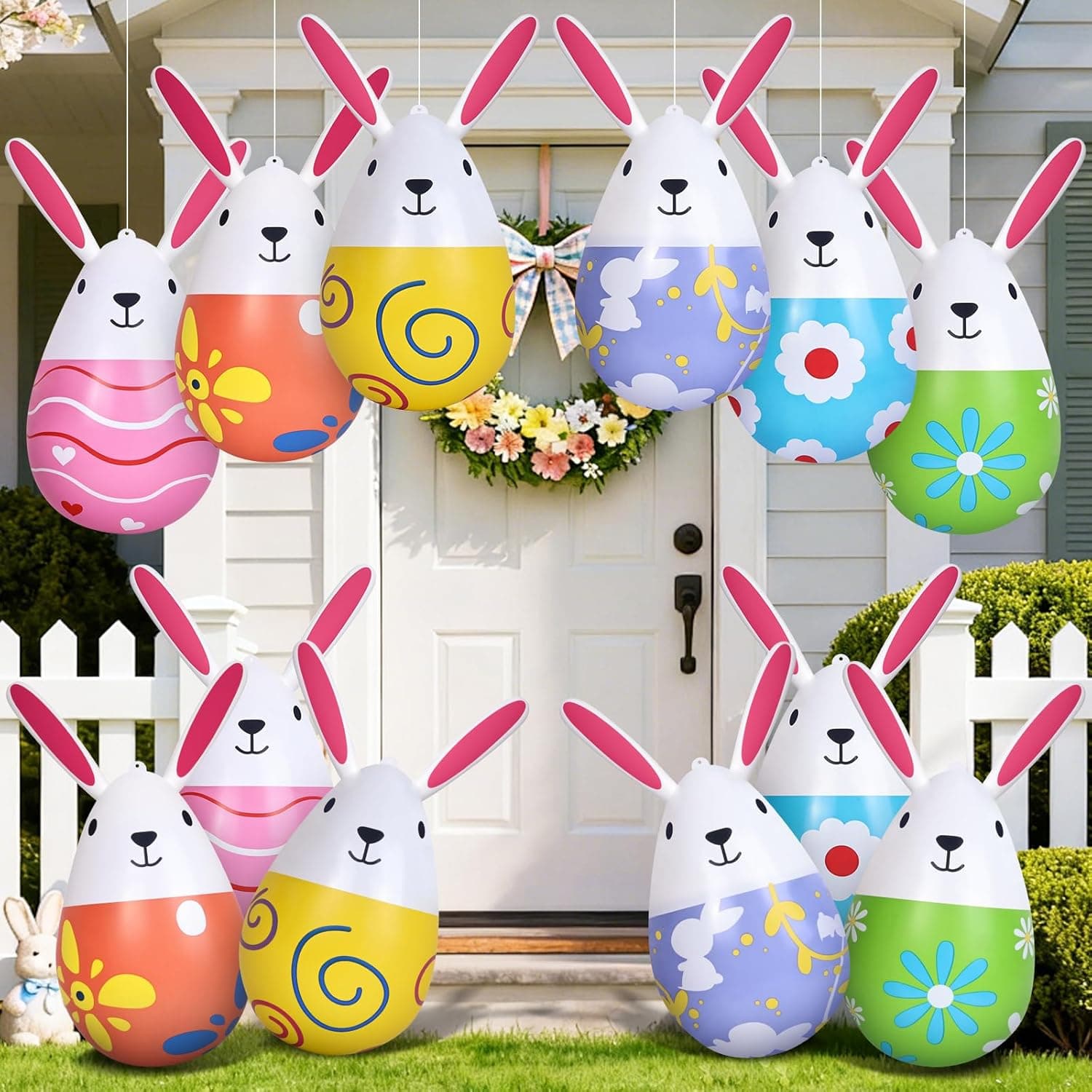 12 Pack 18 Inch Inflatable Easter Eggs with Rabbit Shapes — Easter Gifts gift idea