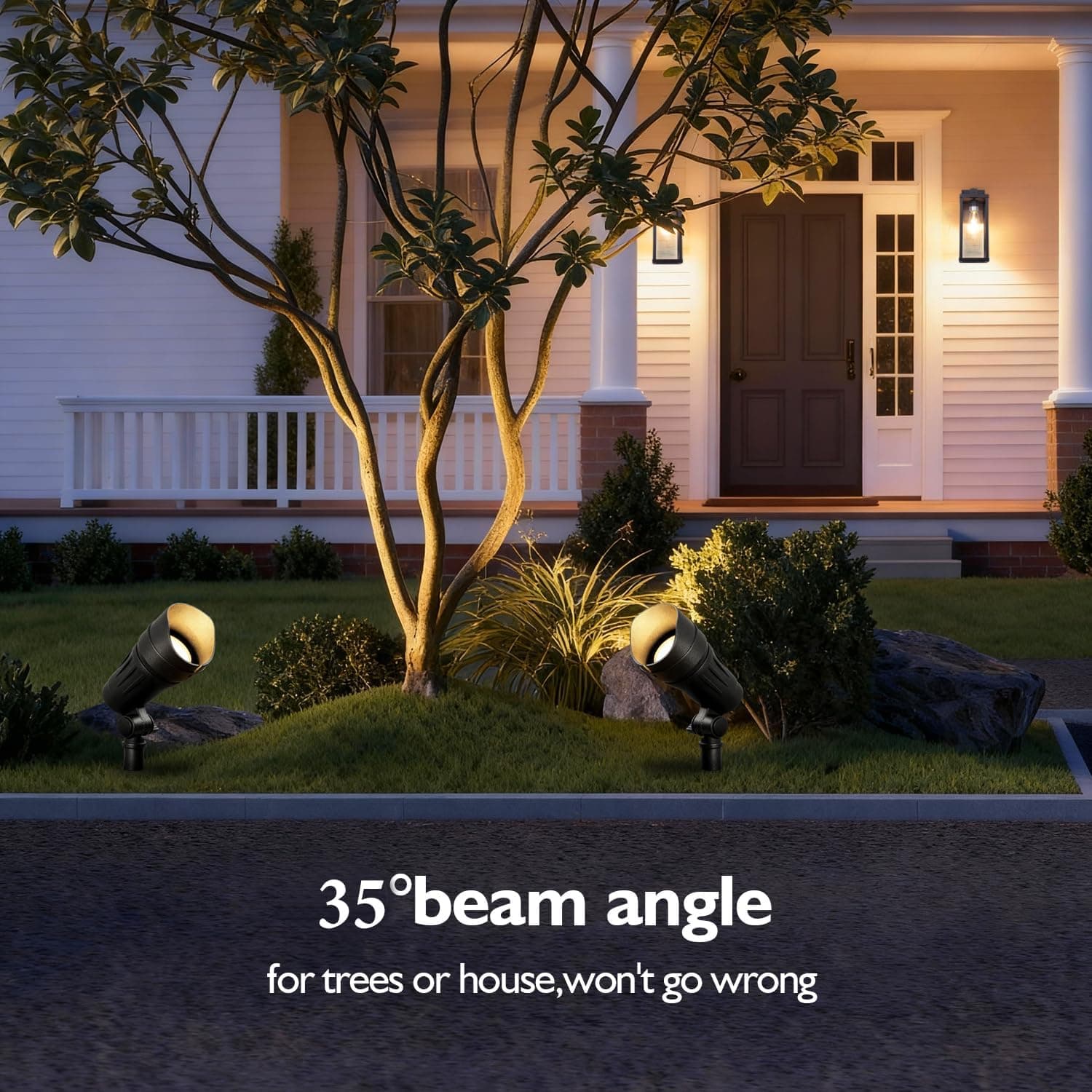 LITFIT Low Voltage LED Spotlights with 35° Beam Angle, 7.5W 410LM 3000K Warm White Outdoor Landscape Lighting, CRI 80, Waterproof Spotlights for Trees, House, Yard, Garden Decorations, 4 Pack - Amazon.com thumbnail 3