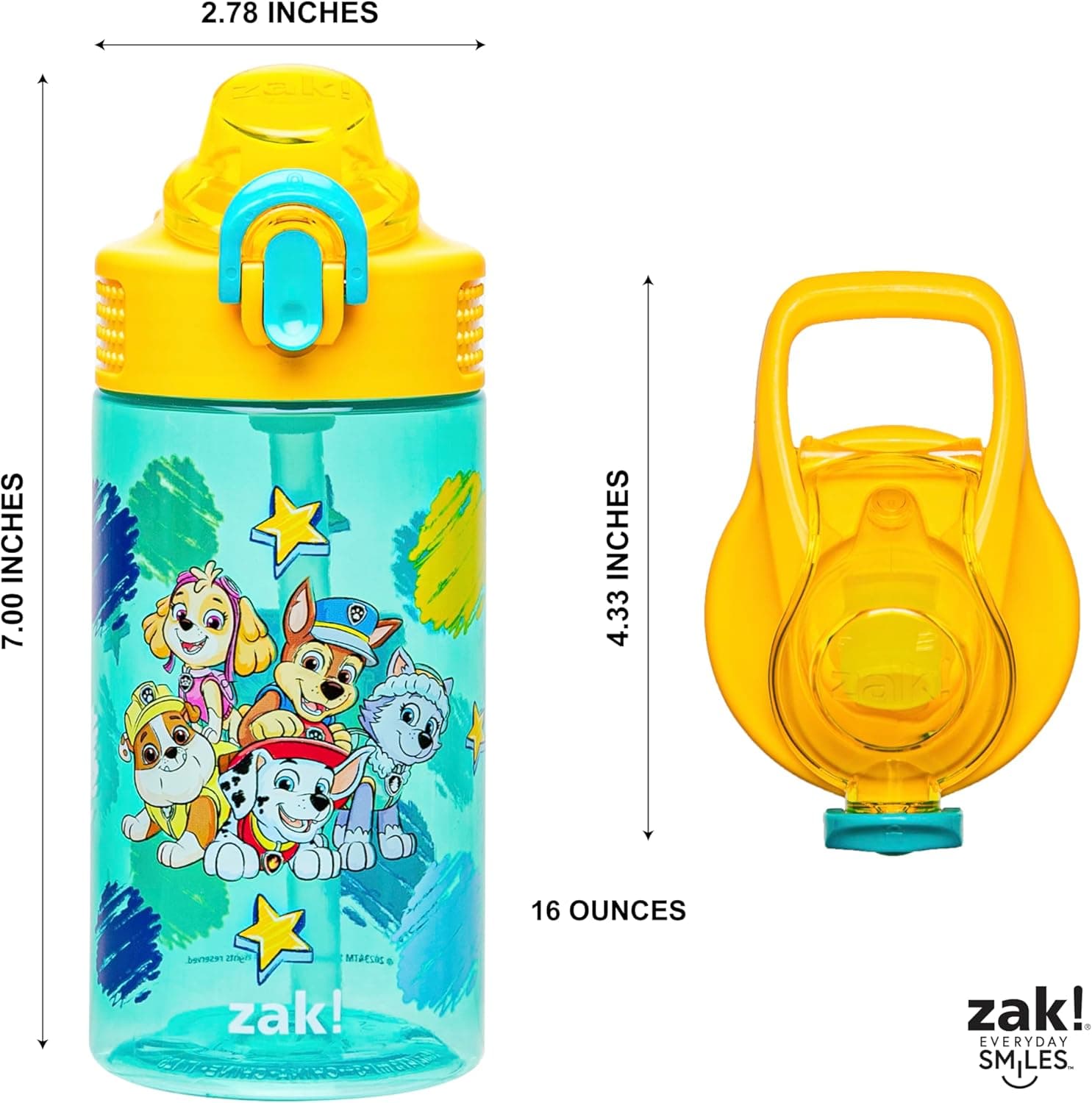 Zak Designs PAW Patrol Sage Water Bottle with Straw and Handle - 16oz thumbnail 5