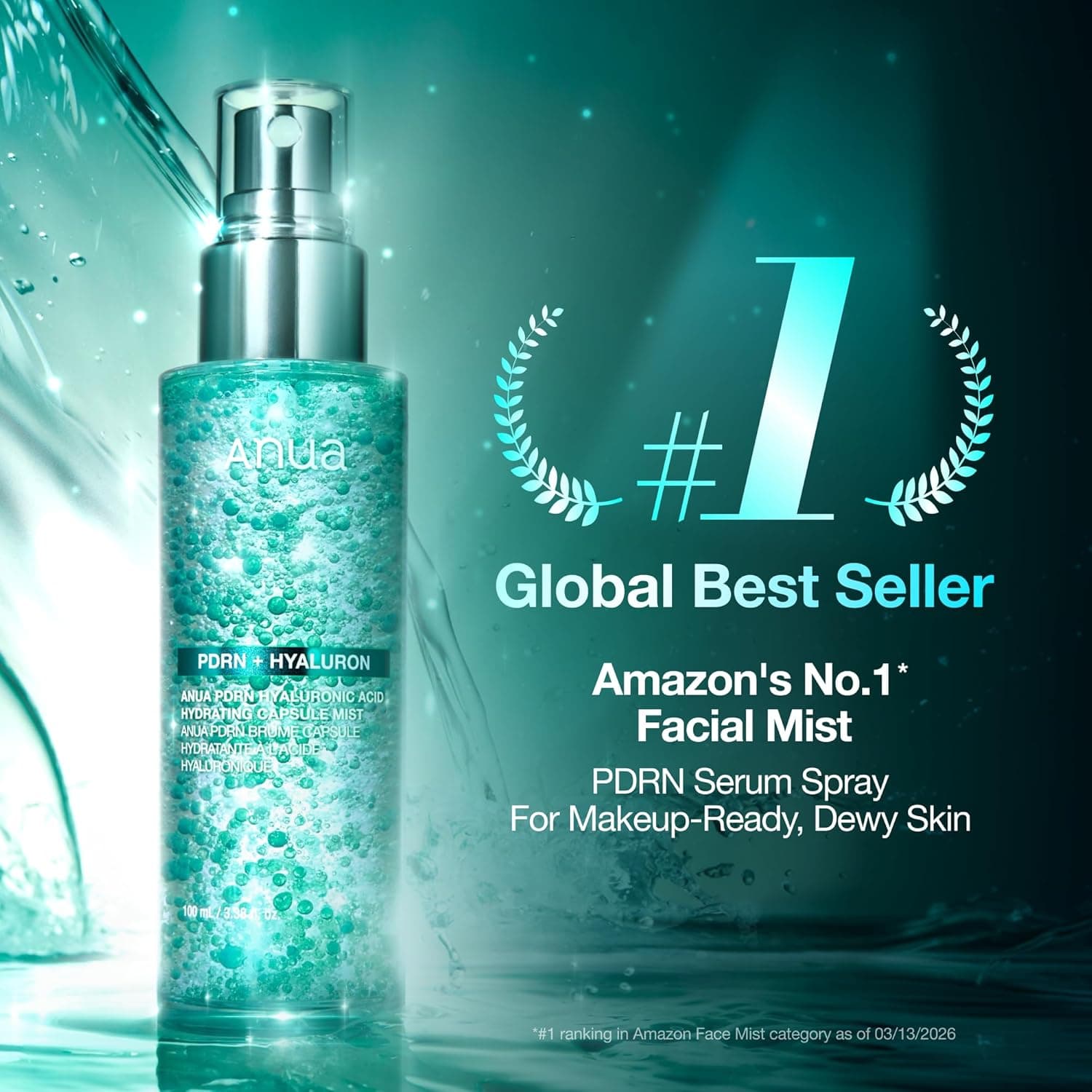 ANUA PDRN Collagen Glow Facial Serum Spray, Hydrating Face Mist, Hyaluronic Acid, dewy glass finish, All Skin Types, Instant Plumping Hydration, Firming Care, Korean Skincare, 3.38 fl oz : Beauty &amp; Personal Care thumbnail 2