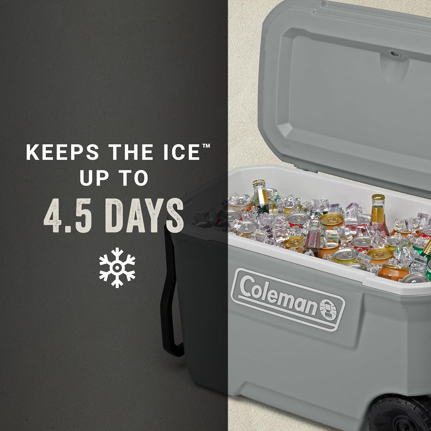 Coleman Classic Series Insulated Portable Rolling Cooler with Wheels, Leak-Resistant Outdoor Hard Cooler Keeps Ice up to 5 Days, 62-Quart : Sports &amp; Outdoors thumbnail 3