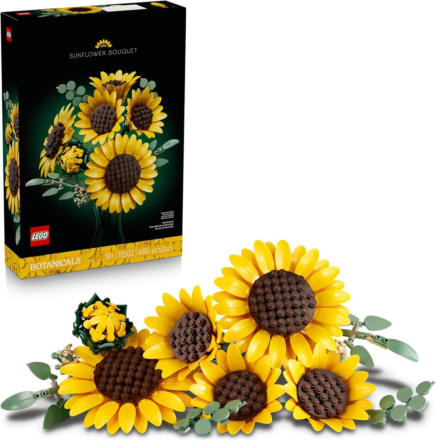 LEGO Botanicals Sunflower Bouquet Building Set for Adults, Ages 18+ - Artificial Flowers for Home Office, Bedroom or Desk Decor - Gifts for Women &amp; Men - 11502 : Toys &amp; Games image 1