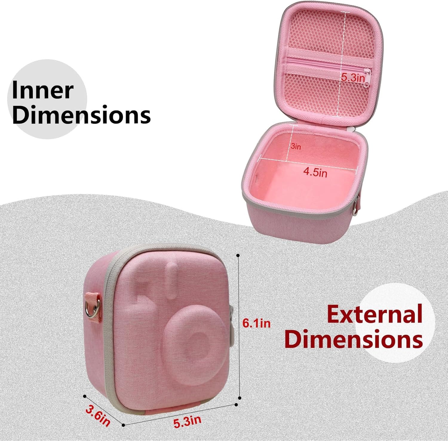 LTGEM Case Compatible with Fujifilm Instax Mini 13/12 / 11/10 / 9/8 / 7/7+ Instant Camera and FUJIFILM Instax Mini Instant Flim with Shoulder Strap, Pink(Case Only) : Electronics thumbnail 3