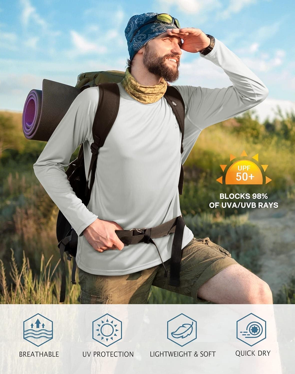 Roadbox Mens UPF 50+ UV Sun Protection Shirt thumbnail 3