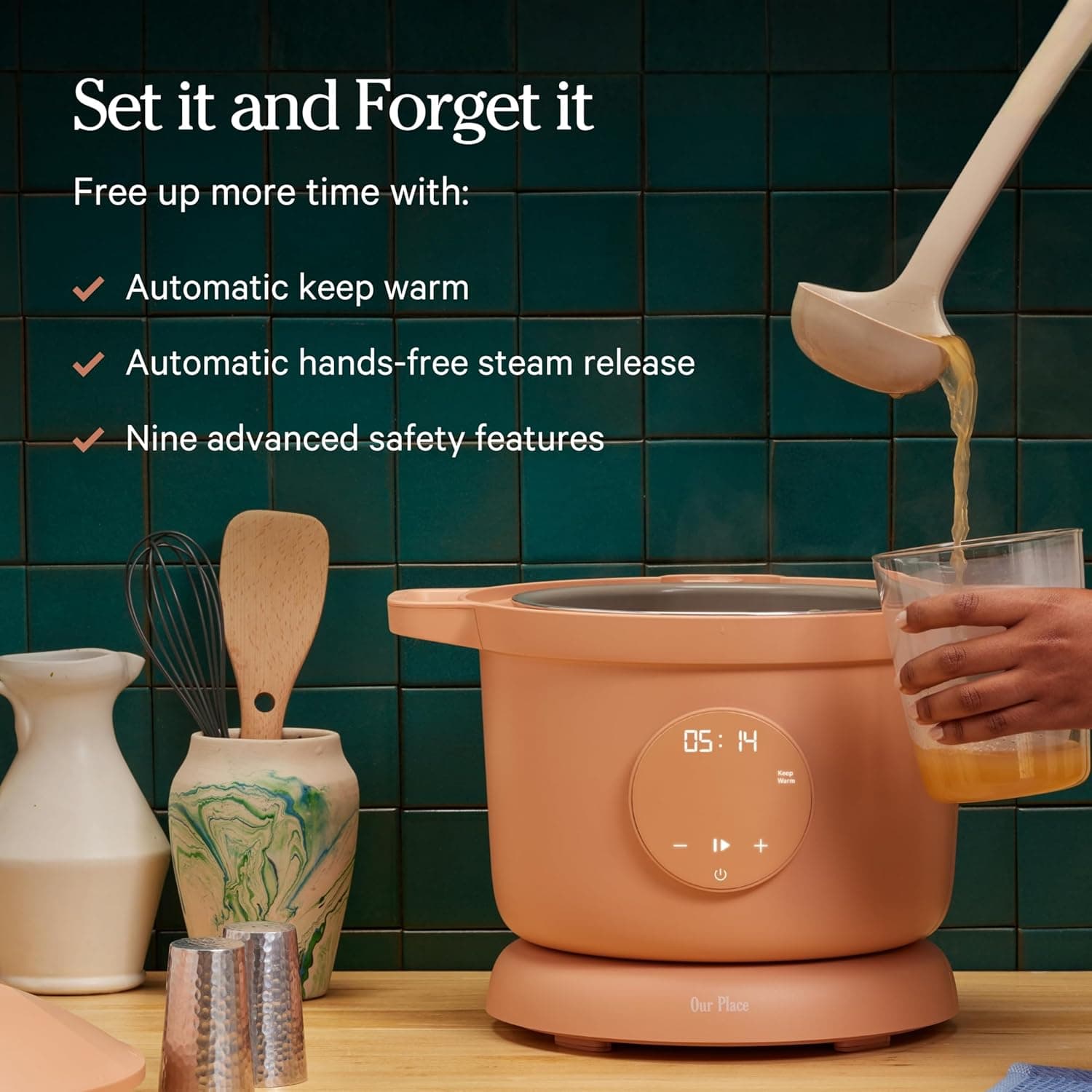 Our Place Dream Cooker | 6 Qt Ceramic Nonstick Multicooker &amp; Pressure Cooker with Touchscreen Controls &amp; Auto Steam Release | 4 Modes: Pressure Cook, Sauté/Sear, Slow Cook &amp; Warm | Steam: Home &amp; Kitchen thumbnail 4