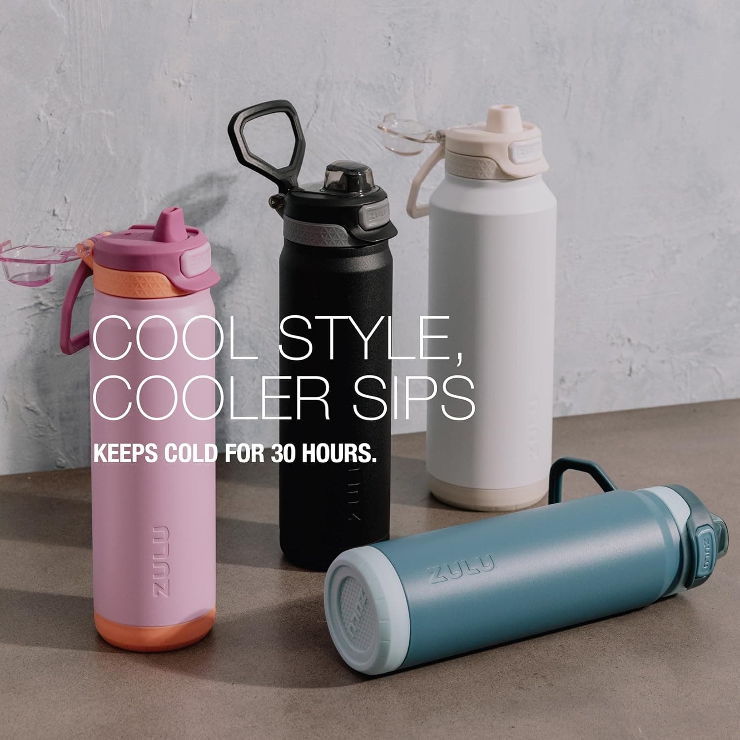 ZULU Powerfill Pro 32oz Stainless Steel Water Bottle with Quick Fill Lid, Triple Walled Vacuum Insulated Metal, Leak Proof Locking Lid, Sip and Chug, Reusable BPA Free, White : Sports &amp; Outdoors thumbnail 4