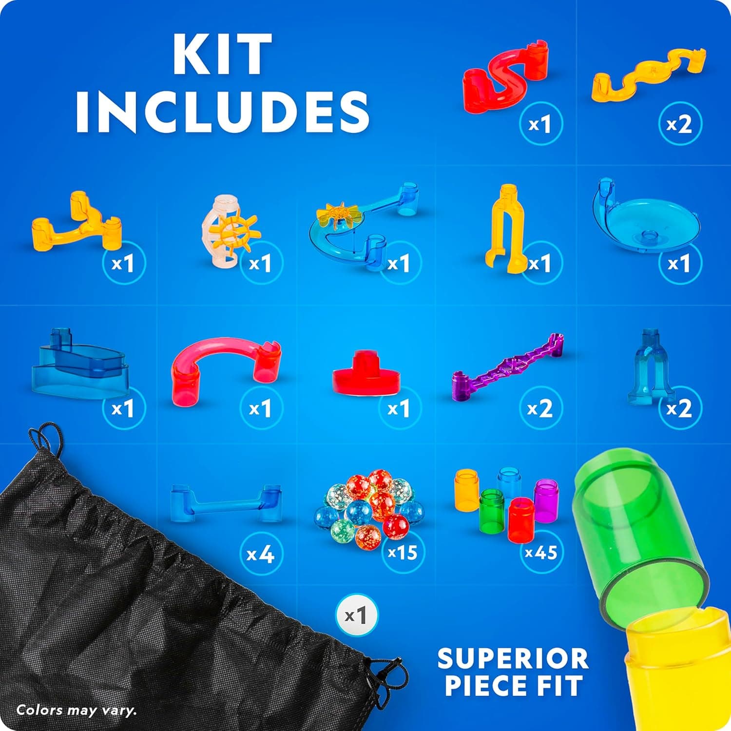 NATIONAL GEOGRAPHIC Glowing Marble Run – Construction Set with 15 Glow in The Dark Glass Marbles &amp; Storage Bag, STEM Gifts for Boys and Girls, Building Project Toy (Amazon Exclusive) : Toys &amp; Games thumbnail 3