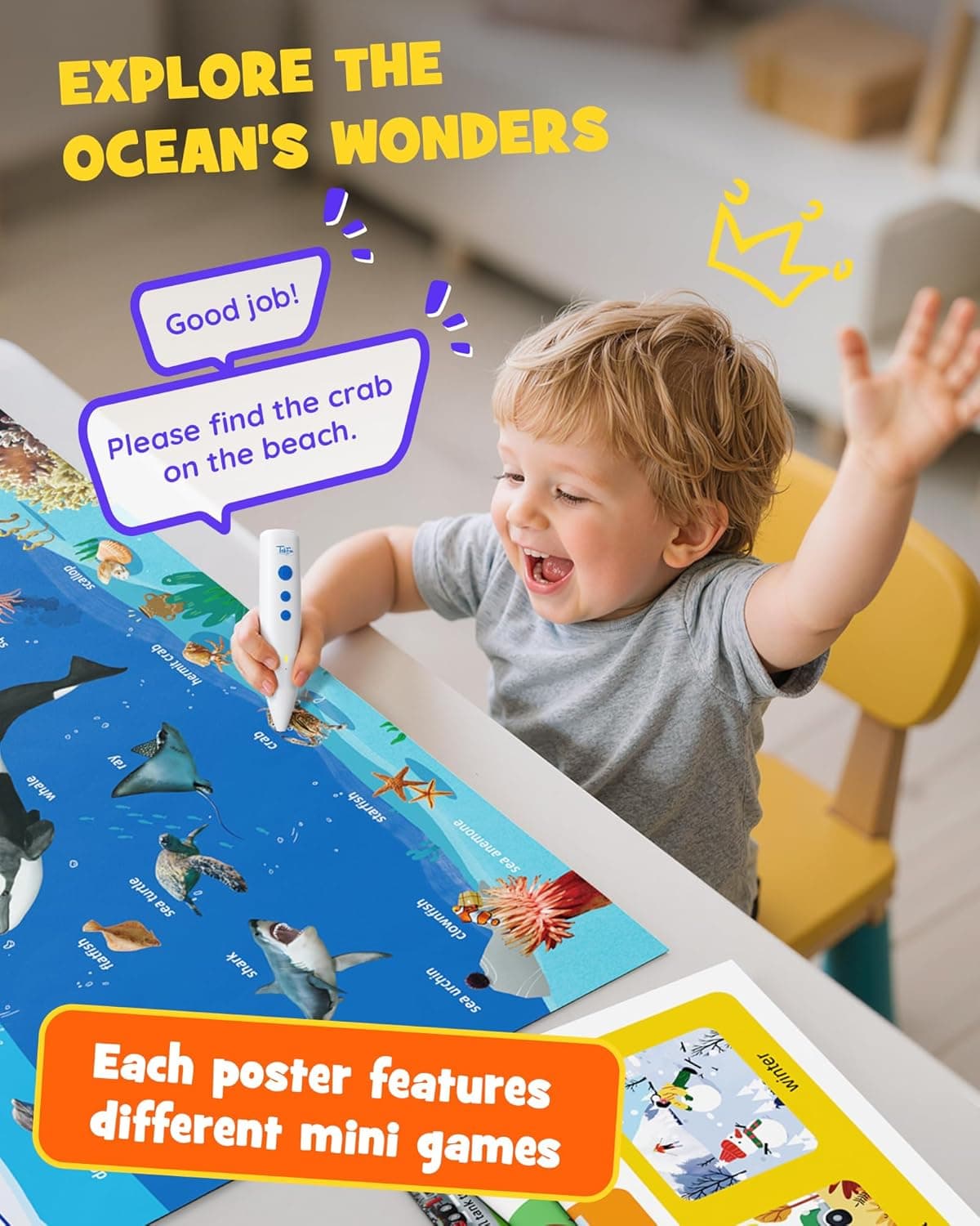 TEKFUN Interactive ABCs &amp; 123s Learning Posters with Talking Pen, Autism Sensory Educational Toys, Toddler Birthday Gifts for Kids Ages 1 2 3 4 5 6 : Toys &amp; Games thumbnail 4