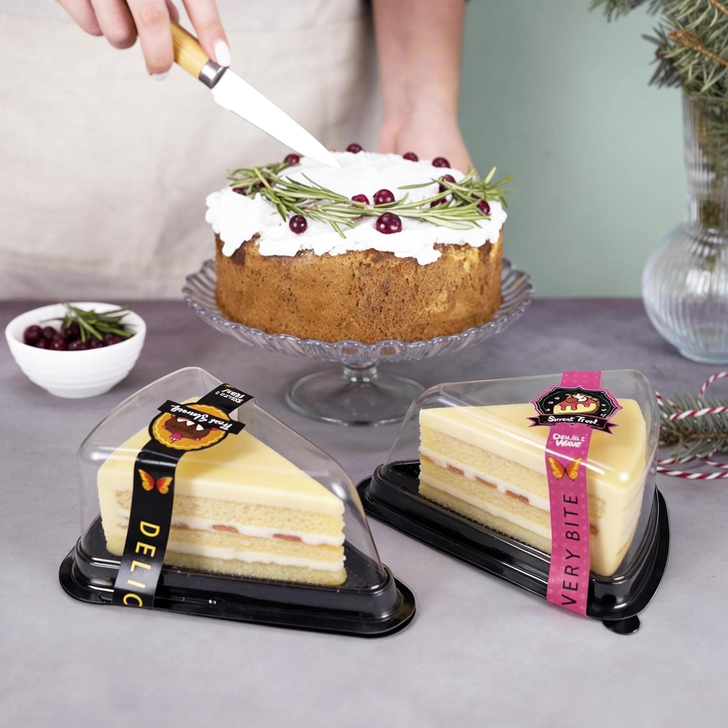 DoubleWave 50-Pack Clear Cake Slice Containers | BPA-Free, Stackable Dessert Holders for Parties, Weddings, and Special Events – Shatter-Resistant Plastic | Keeps Cake Fresh at Parties : Industrial &amp; Scientific thumbnail 4