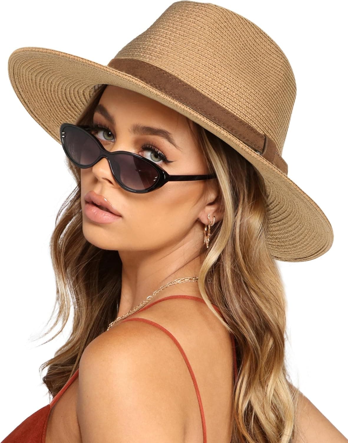 FURTALK Wide Brim Straw Panama Hat image 1