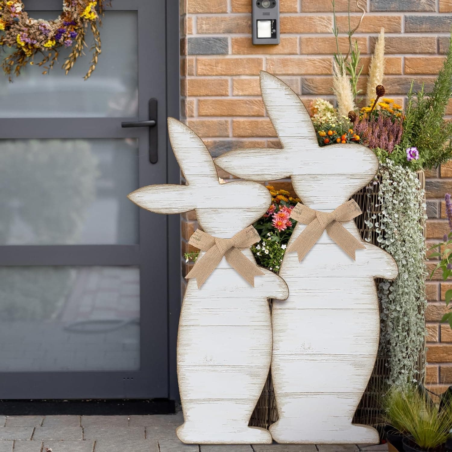Yerliker 2-Piece Wooden Easter Bunny Porch Signs thumbnail 2