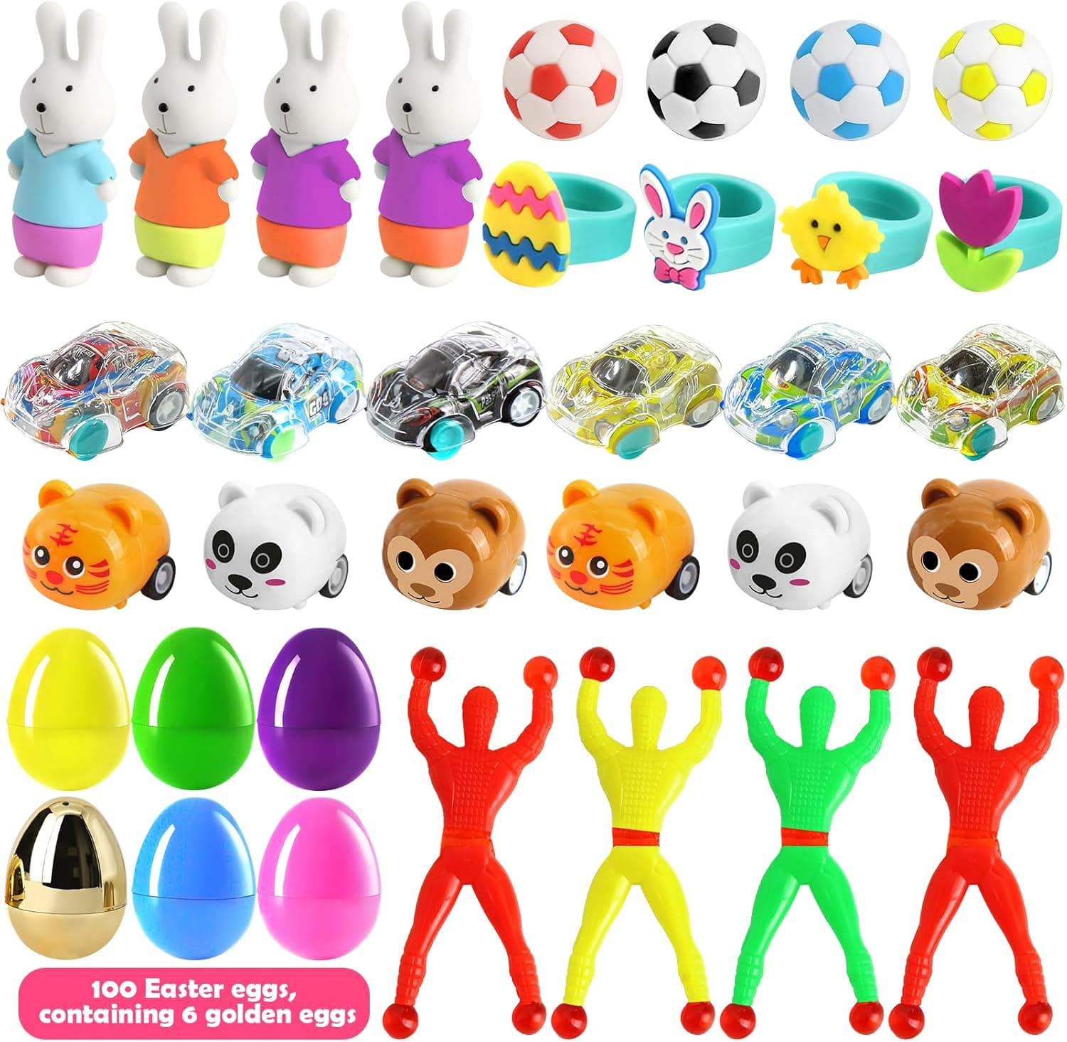 100 Pack Prefilled Easter Eggs with Assorted Toys and 6 Surprise Golden Eggs thumbnail 3