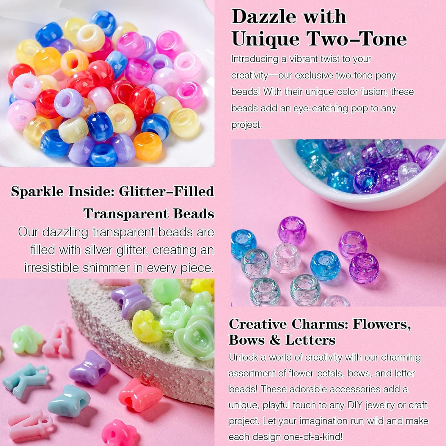 5 Boxes Bracelet Making Kit with Pony Beads - UV Color Changing & Glow-in-Dark thumbnail 3