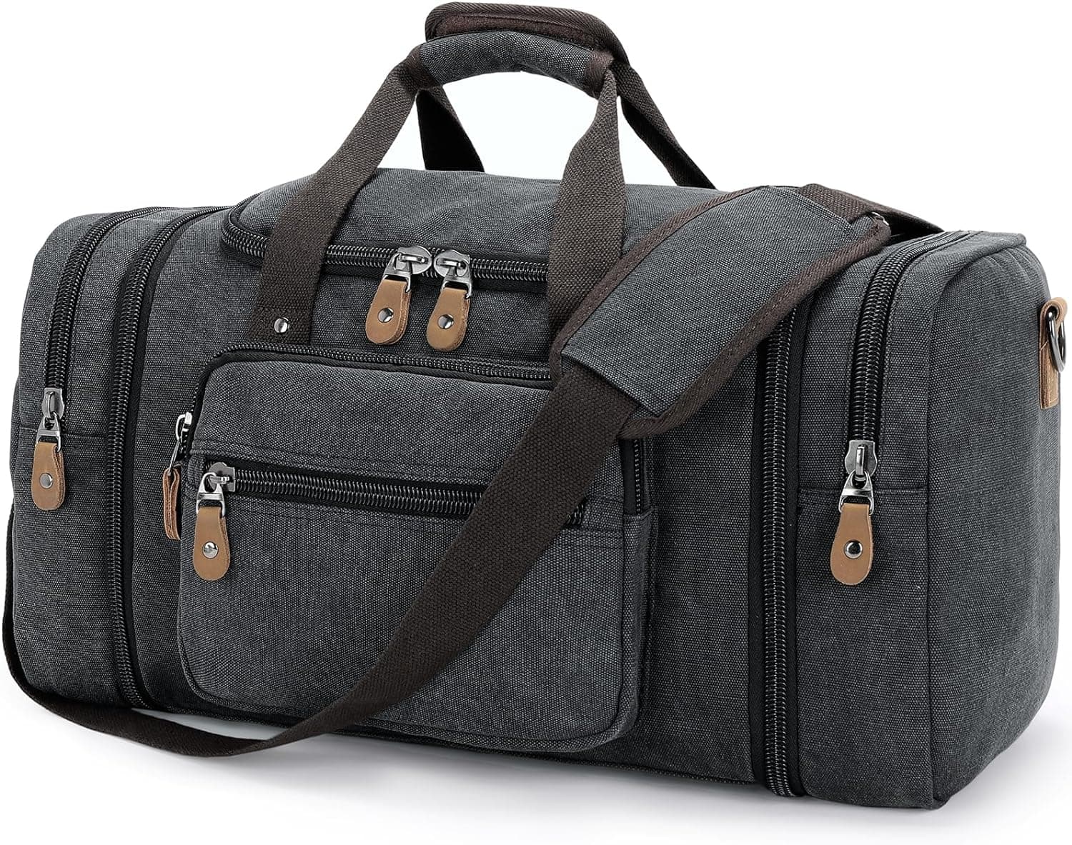 Gonex Canvas Duffle Bag 60L Expandable - Dark Gray image 1