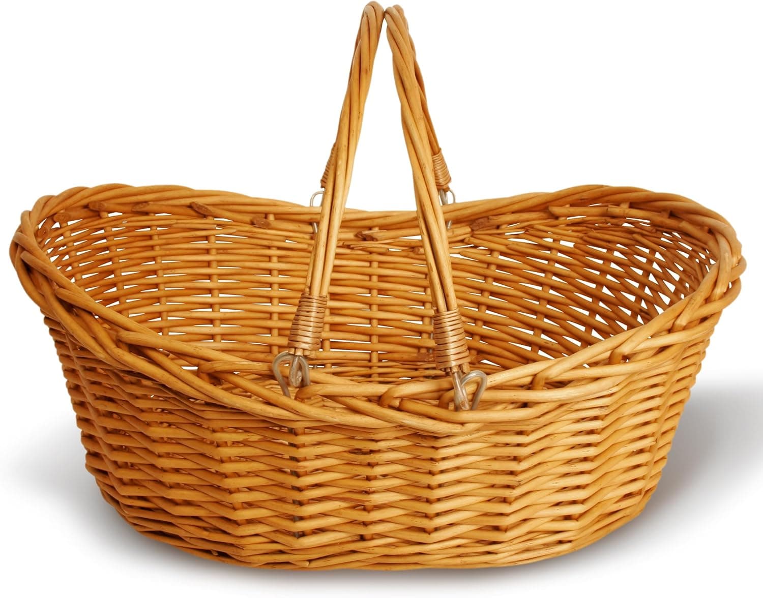 Small Light Brown Hand Woven Wicker Basket with Handles image 1