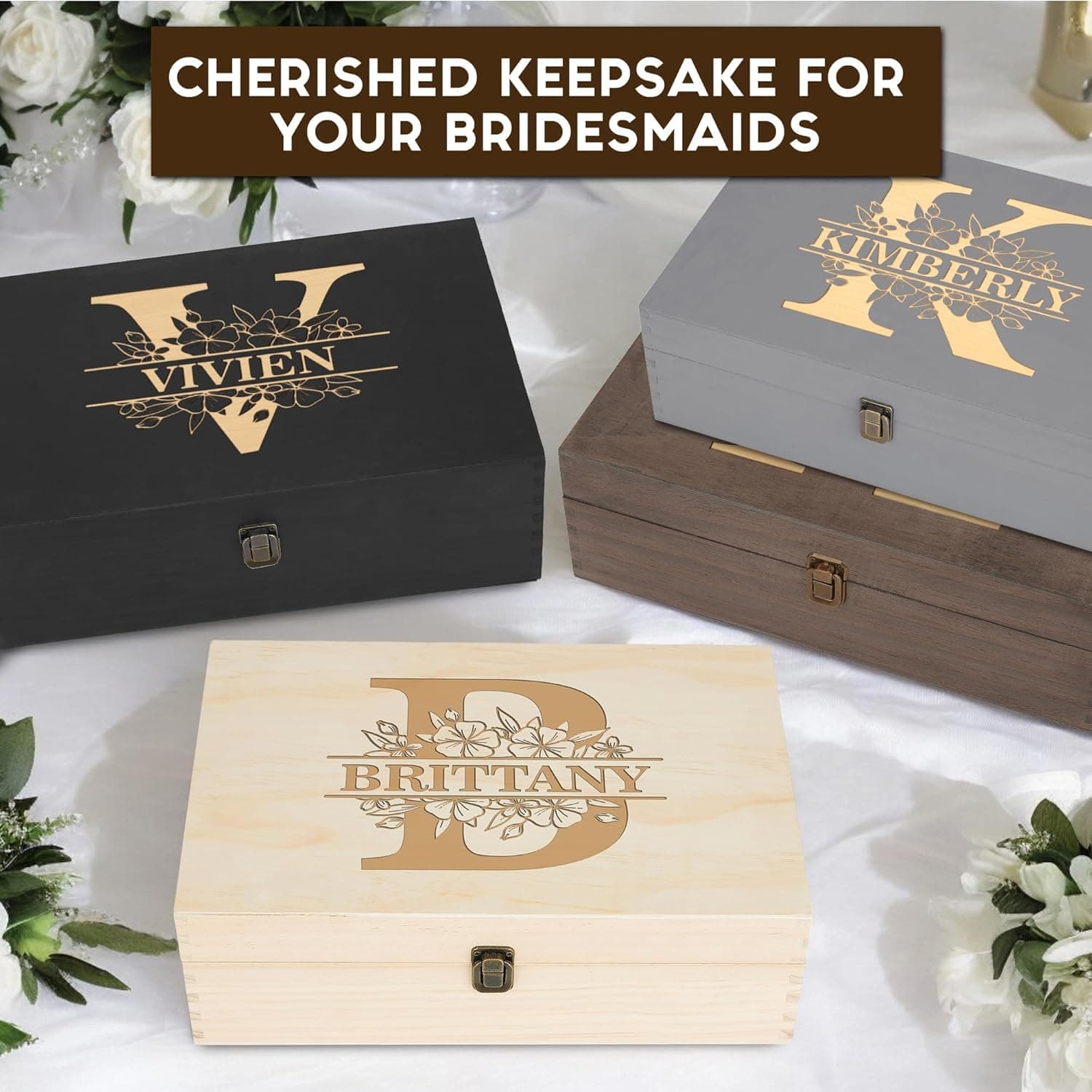 Personalized Monogrammed Wooden Keepsake Box thumbnail 5