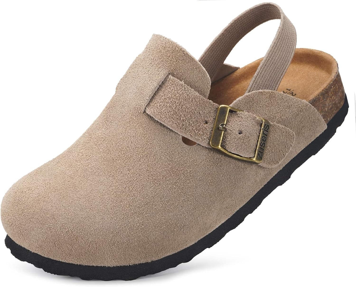 ZUSERIS Kids Suede Clogs with Adjustable Buckle - Apricot image 1