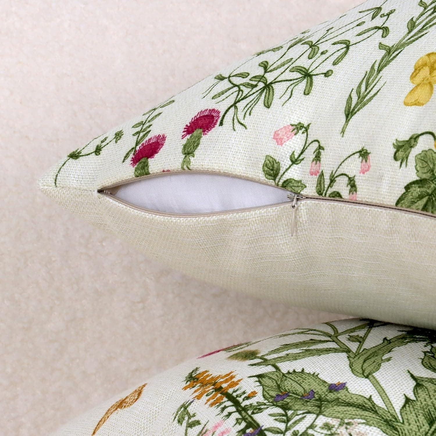 Sage Green Floral Throw Pillow Covers Set of 4 - 18x18 thumbnail 3