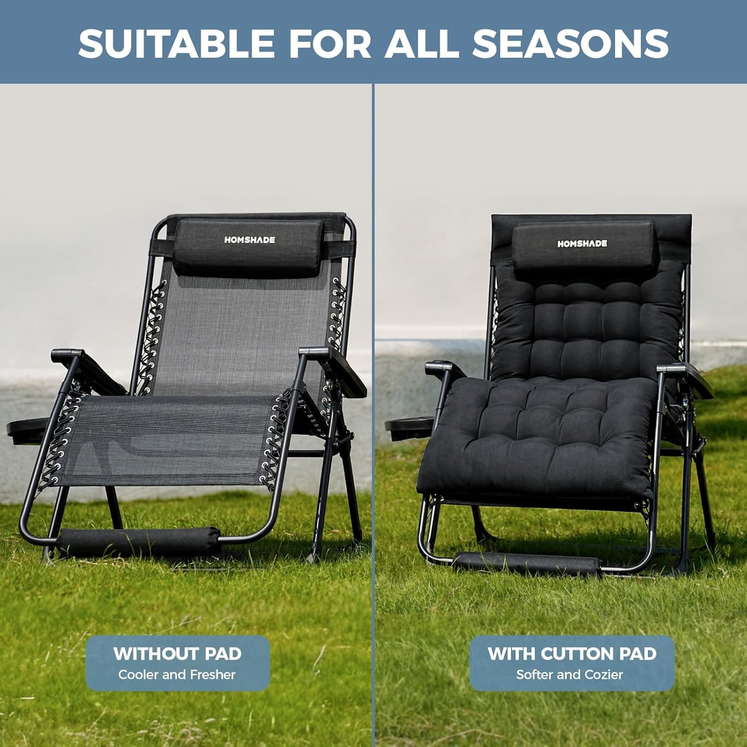 HOMSHADE XXL Zero Gravity Chair with Cushion thumbnail 5