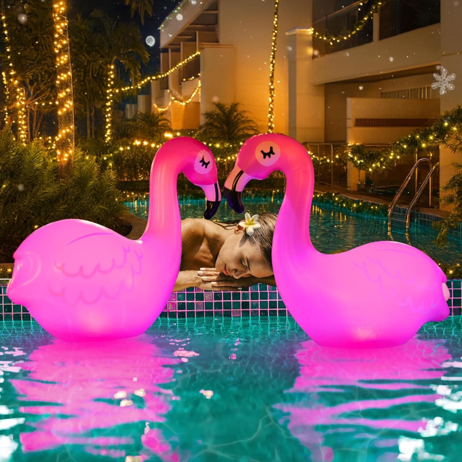 TIALLY Floating Pool Lights Solar Powered - Inflatable Solar Pool Lights, IP68 Waterproof Decor Float, Flamingo and Swans Decorations for Outdoor Use, for Women, Men, Adults : Patio, Lawn &amp; Garden — Spring Gift Ideas gift idea