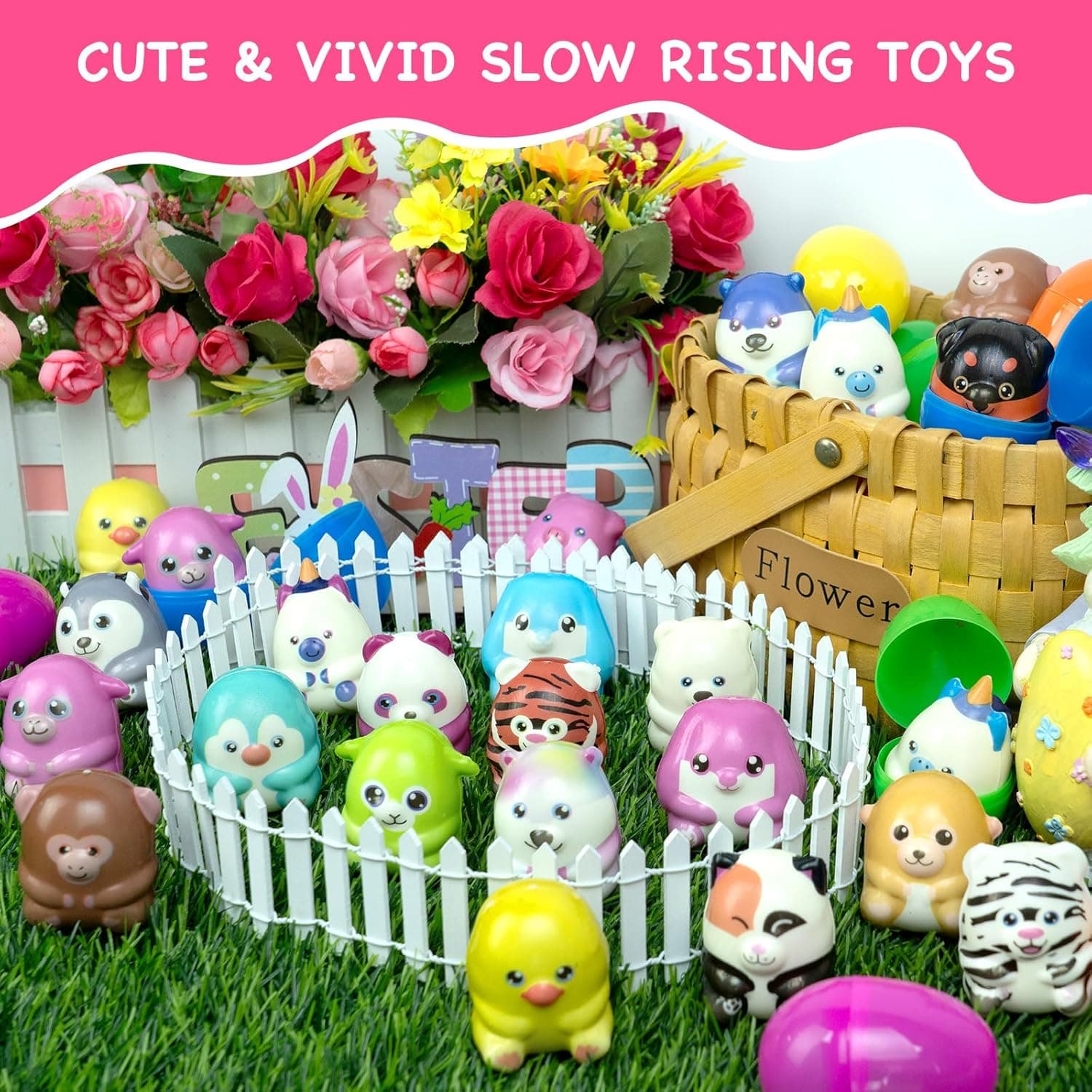 ZICZLI 24 Pack Easter Eggs Filled Slow Squishy Toys, Mini Animal Squishy Egg Fillers for Kids Easter Egg Hunt Filling Treats Classroom Prizes Basket Stuffers Easter Party Favors : Toys &amp; Games thumbnail 4