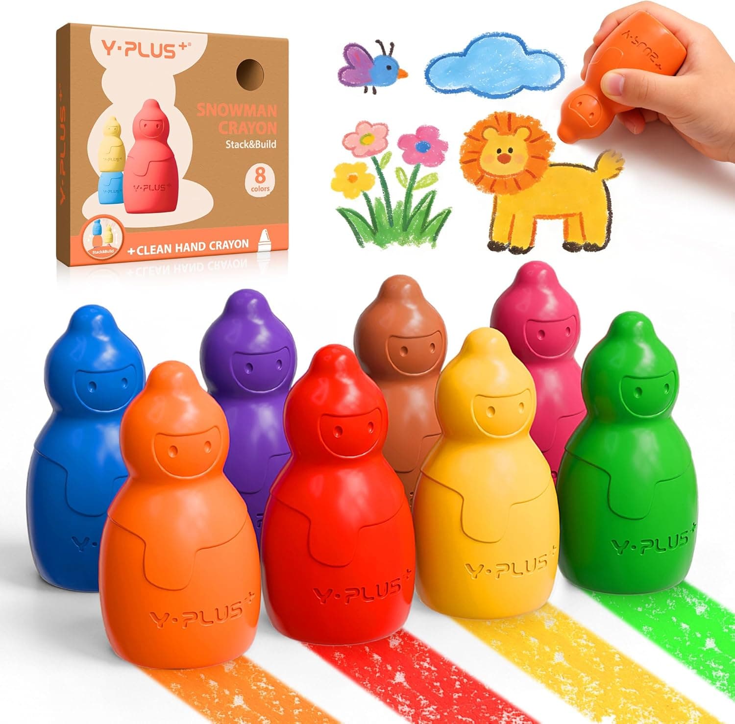 YPLUS Jumbo Crayons for Toddlers - 8 Colors Non-Toxic Washable image 1