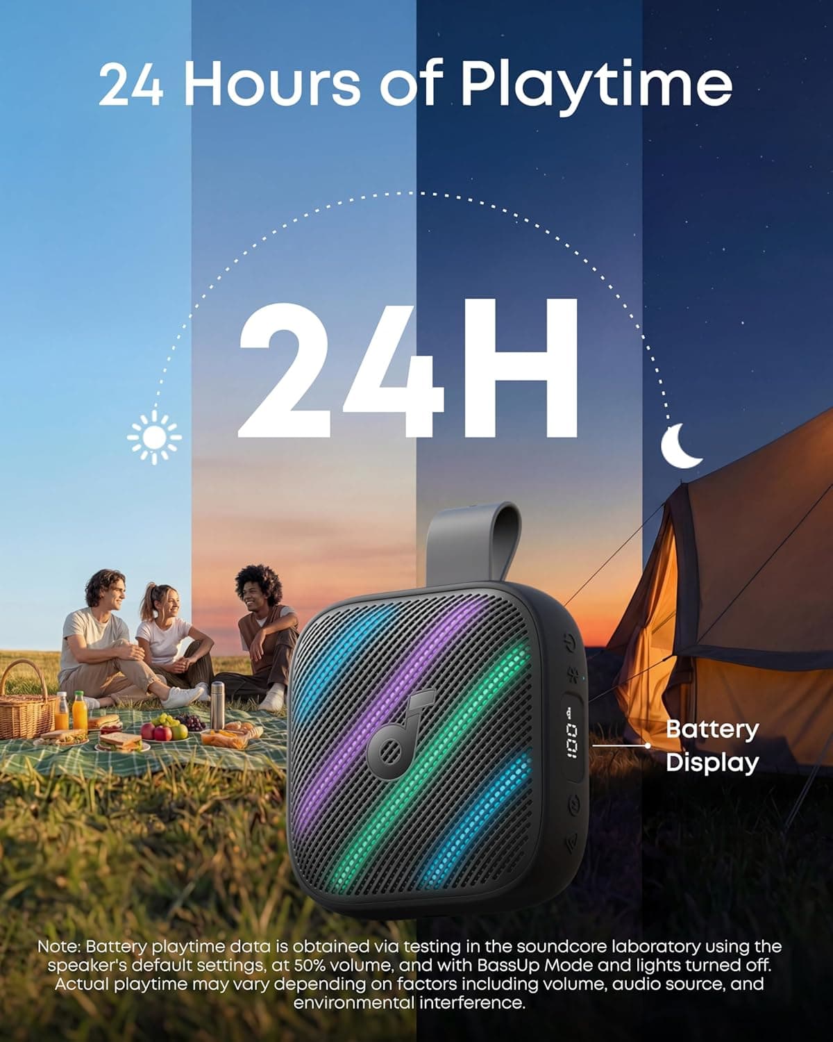 Soundcore Boom Go 3i Portable Bluetooth Speaker by Anker, 15W Punchy Sound, 24H Playtime, IP68, BassUp 2.0, Emergency Charging, Bluetooth 6.0, Waterproof Speaker for Hiking/Cycling/Camping (Black) : Electronics thumbnail 3