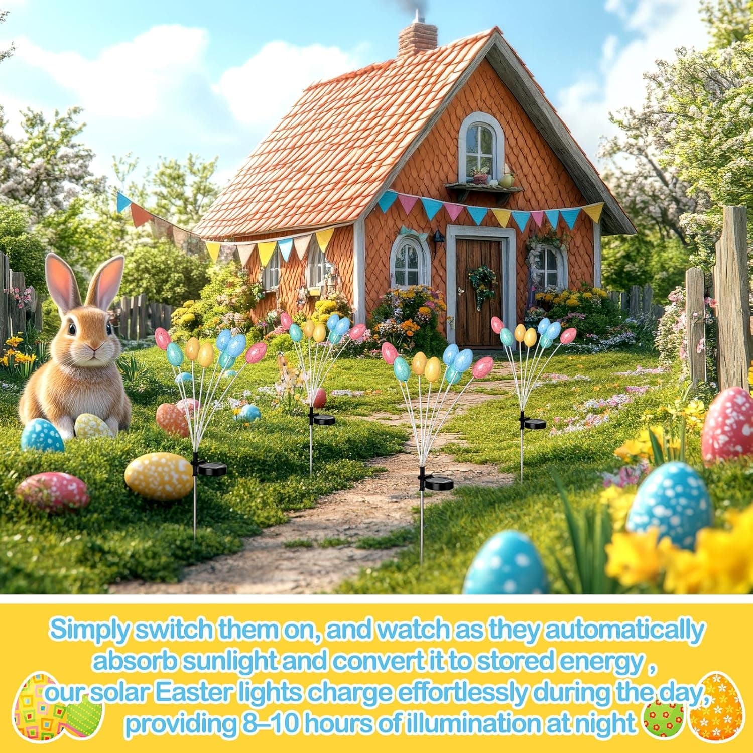 WILLBOND 4 Pack Solar Easter Egg Lights thumbnail 5