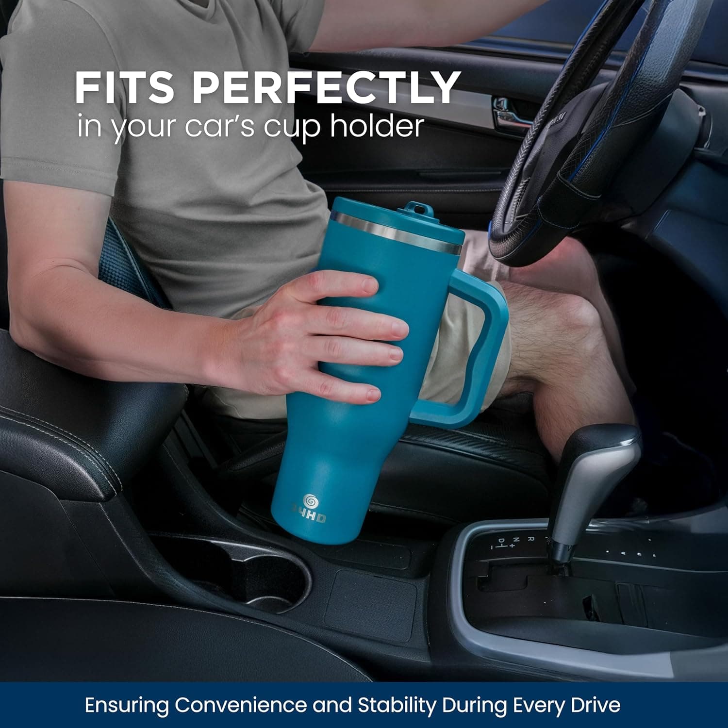 34HD 40 oz Stainless Steel Tumbler with Handle and Magnetic Lid thumbnail 4