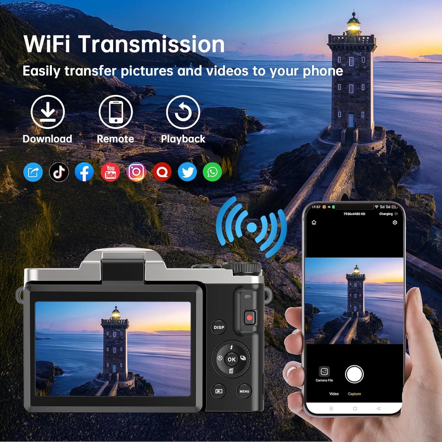 4K Digital Camera with WiFi and 64MP Auto-Focus thumbnail 3