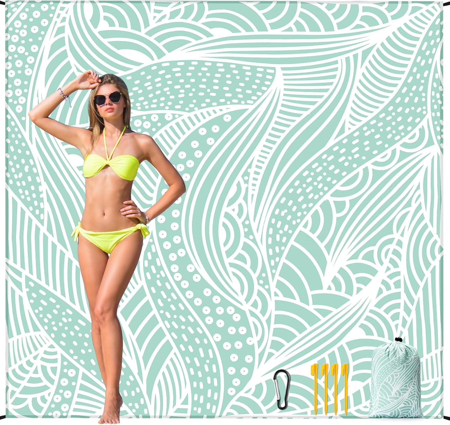 HIHOHO Waterproof Sandproof Beach Blanket Mat image 1