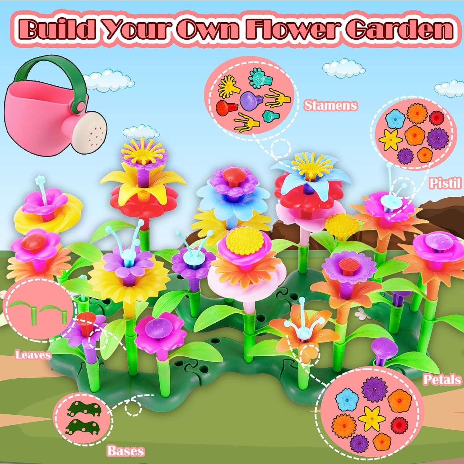 FUNZBO 99-Piece Flower Garden Building Toys Set thumbnail 3