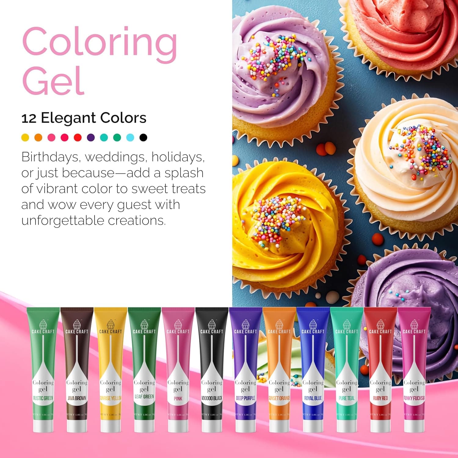 Cake Craft Coloring Gel Kit– 12 Vibrant Colors | Edible Food Coloring for Icing, Fondant, Cake Batter, Cookies &amp; More | Concentrated Formula : Grocery &amp; Gourmet Food thumbnail 2