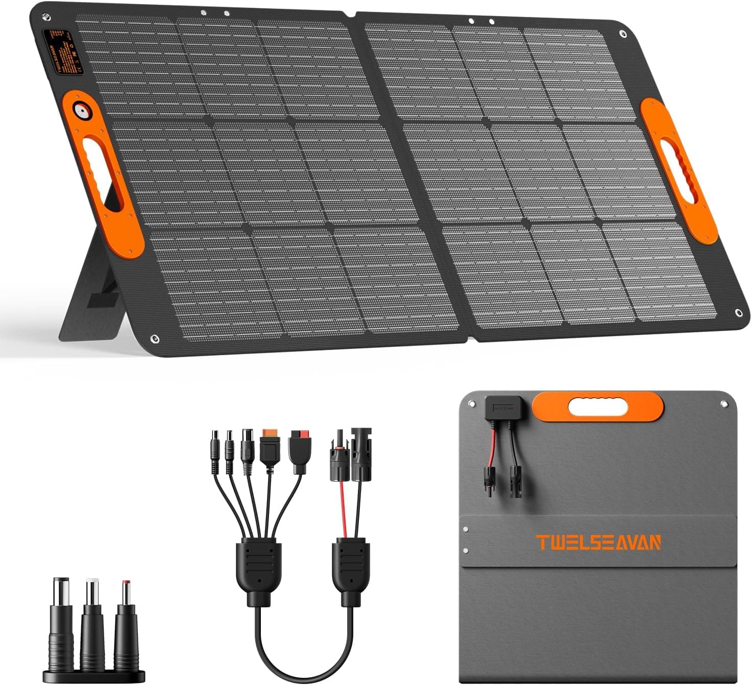 110W Portable Solar Panel for Jackery/EF/Bluetti/Anker/Goal Zero Power Station, IP68 Waterproof, 24% Efficiency, MC4 Output, ETFE Foldable Solar Charger with Adjustable Kickstand for Camping Outdoor : Patio, Lawn &amp; Garden image 1