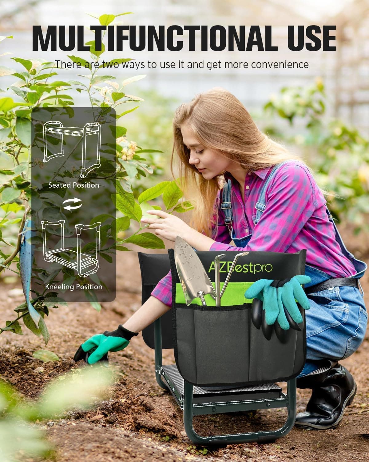 Garden Kneeler and Seat with Tool Bags thumbnail 4