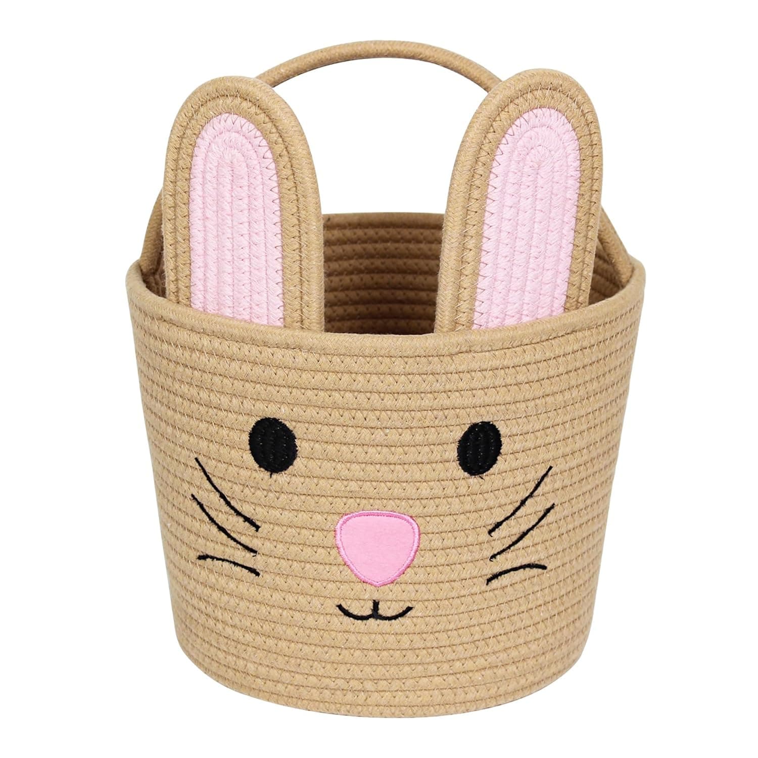 WILLITAT Easter Basket for Kids - Woven Cotton Rope Egg Bucket with Rabbit Ears Handle — Easter Gifts gift idea