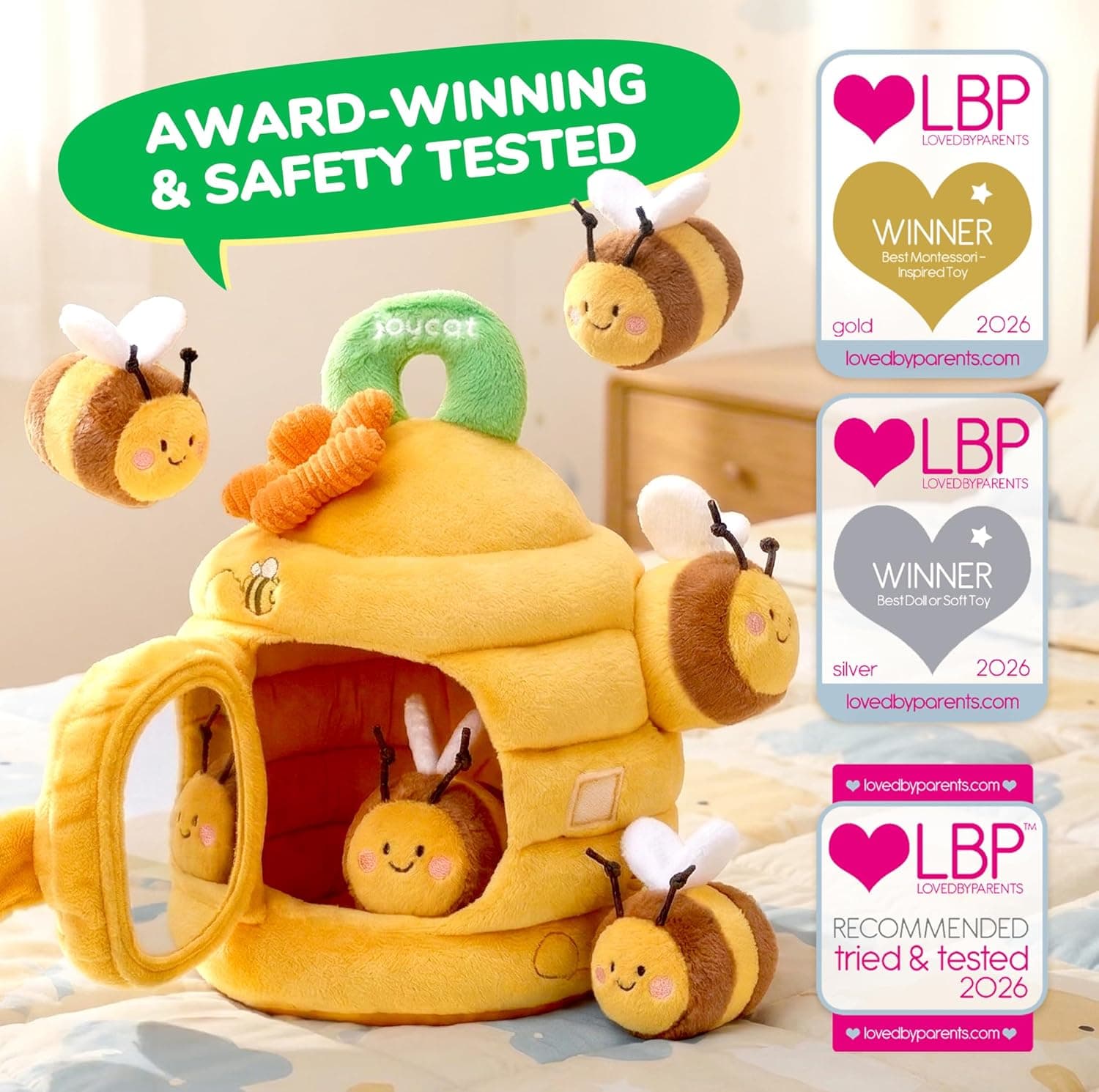 JoyCat 6 Month Old Baby Toys, Flower Beehive with 5 Stuffed Sensory Bees, Crinkle, Rattle, Mirror, Montessori Toys for 6-10 Months Old Babies, Infant Toys Baby Shower Easter Basket Stuffers Gifts : Toys &amp; Games thumbnail 3