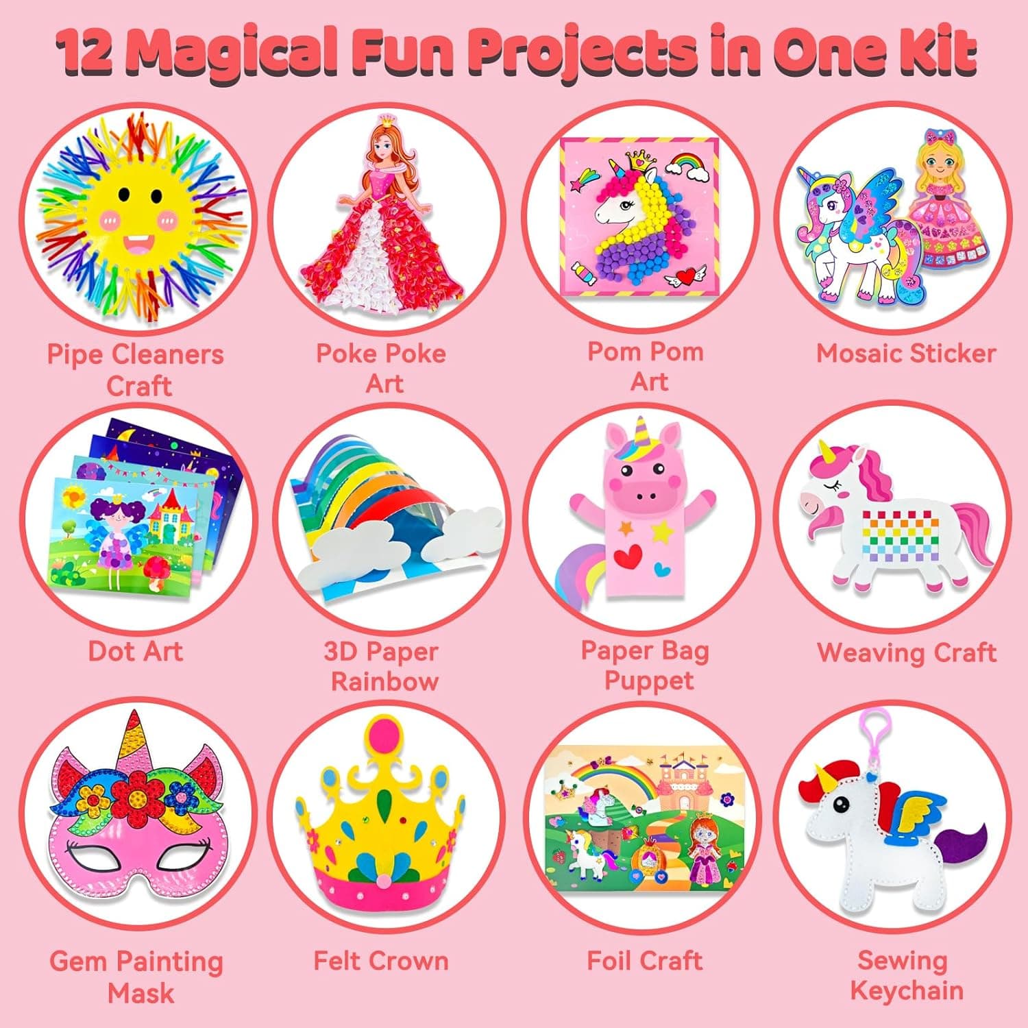 7july Unicorn Craft Box-12 Fun Arts and Crafts for Kids Ages 4-8,Educational Creative Toys, Art and Crafts Projects &amp; Activities Kit with Supplies,Gift for Girls 3 4 5 6 7 8 Years Old : Toys &amp; Games thumbnail 2