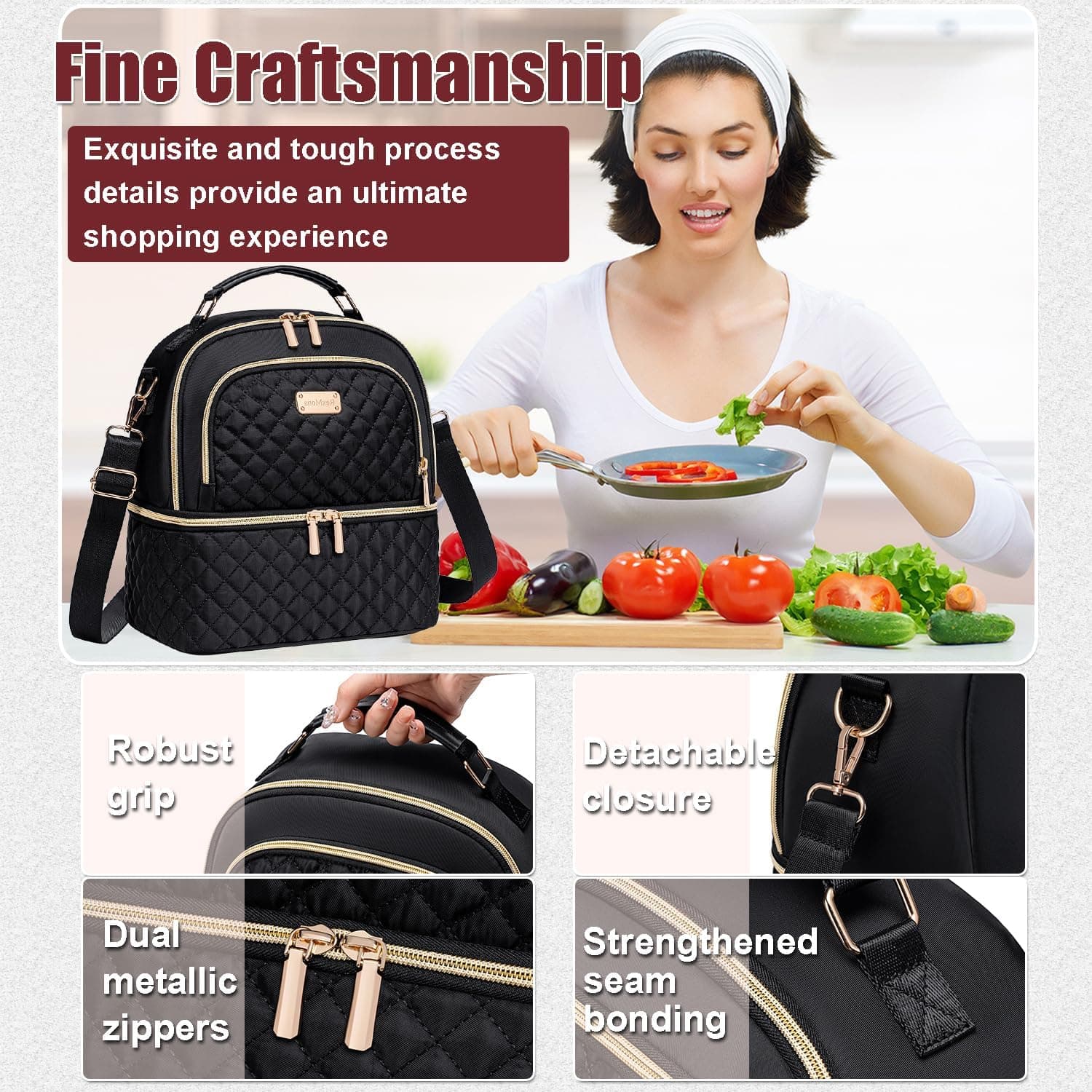 REXMONA Double Decker Insulated Lunch Bag thumbnail 3