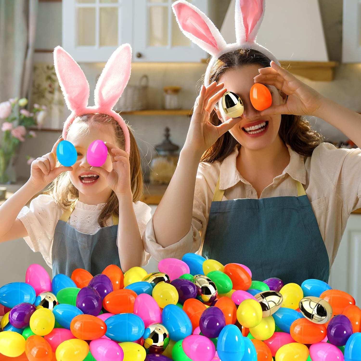 [6 Surprise Golden Eggs] 200 Pack 3 Inch Large Easter Eggs, Empty Easter Eggs Fillable, Bright Colors Plastic Eggs Bulks for Easter Hunt, Easter Party Favor, Basket Stuffers Fillers : Toys &amp; Games thumbnail 4