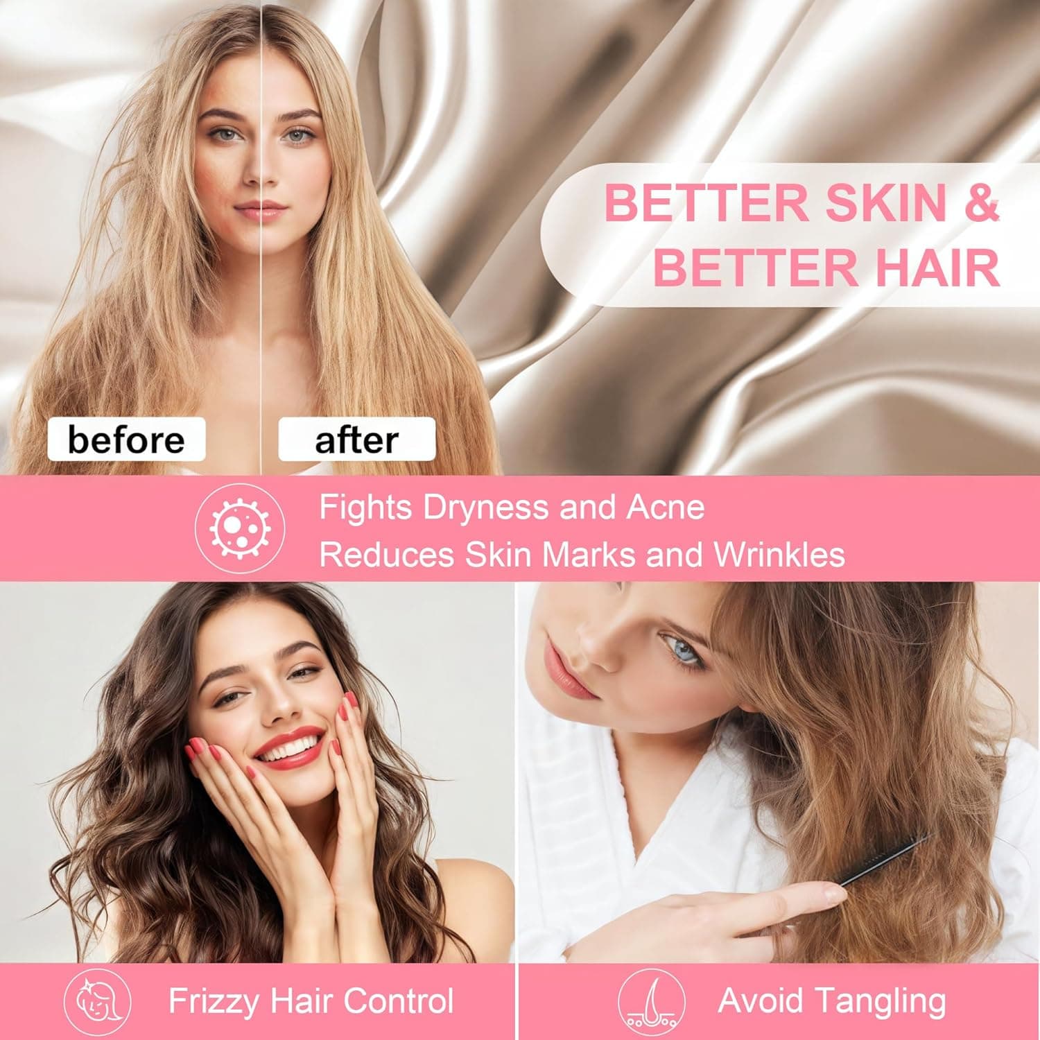 Mulberry Silk Pillowcase - Standard Size with Hidden Zipper thumbnail 4