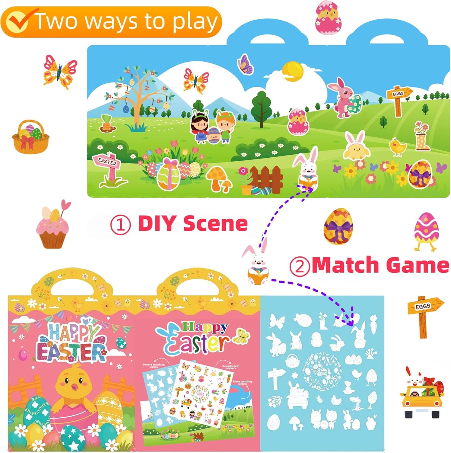 2 Sets Easter Reusable Sticker Books for Toddlers thumbnail 5