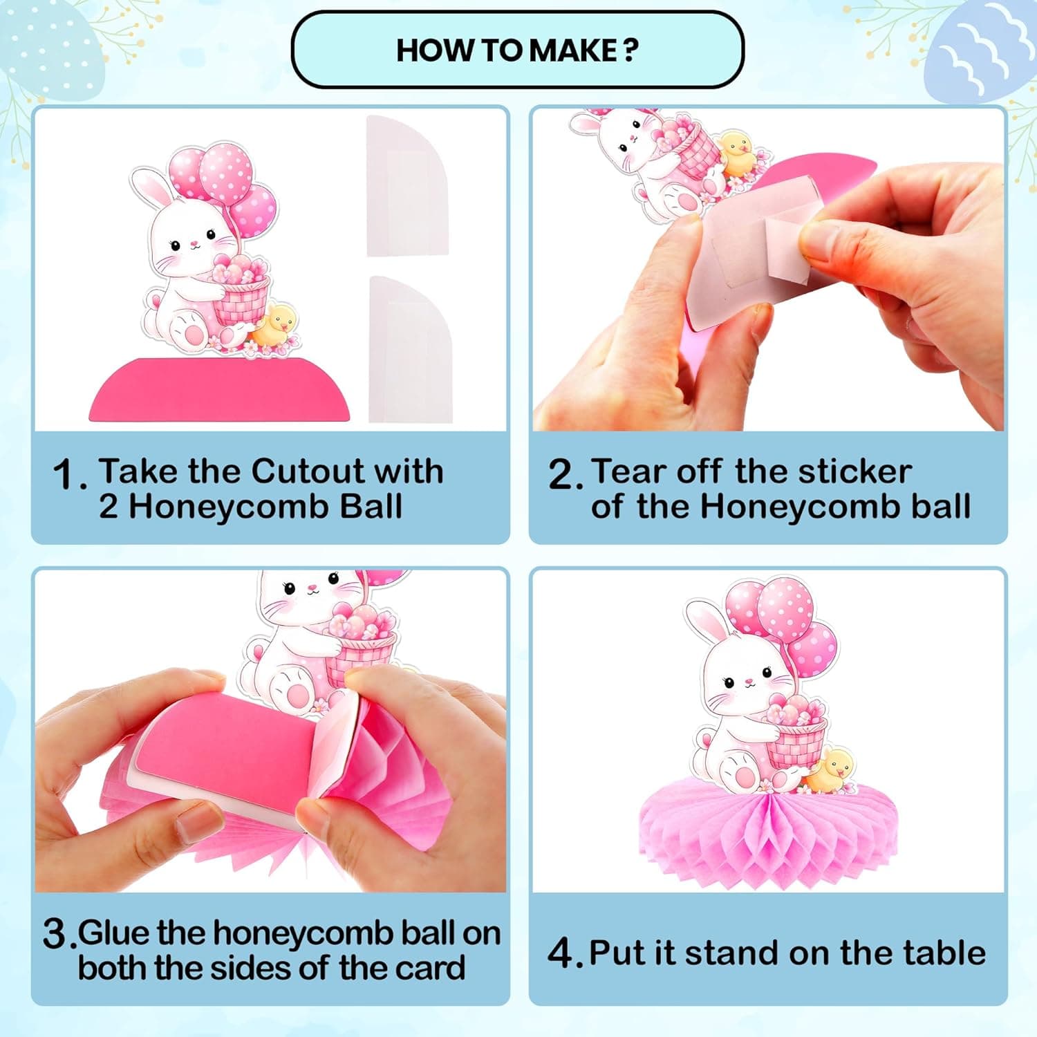 KatchOn, Easter Centerpieces for Tables - Pack of 12 | Bunny Easter Decorations For Home | 3D Honeycomb Easter Table Centerpieces and Decorations : Toys &amp; Games thumbnail 4