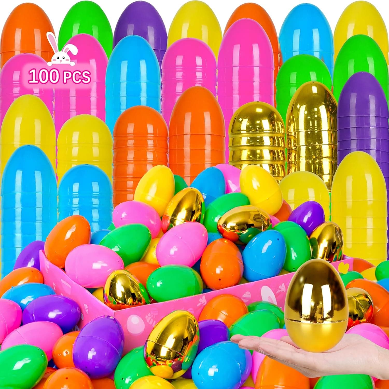 Easter Eggs for Egg Hunts: 100-Pack Large Plastic Set