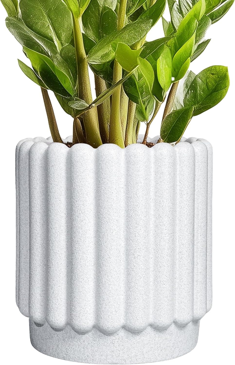 Ceramicfor Ceramic Planters for Indoor Plants - 7.6 Inch White Round Flower Pots with Drainage Hole image 1