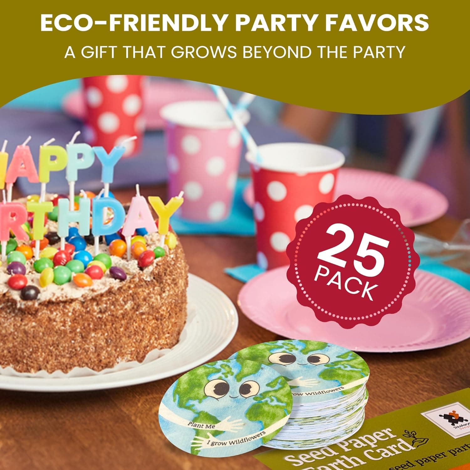 25 Plantable Seed Paper Earth Day Cards- Embedded with Wildflower Seeds, Earth Day Gift Decoration, Kids Craft, Educational Garden Party Favor, School Crafts, Easter Egg Filler- 2.5 inch Circles : Office Products thumbnail 5