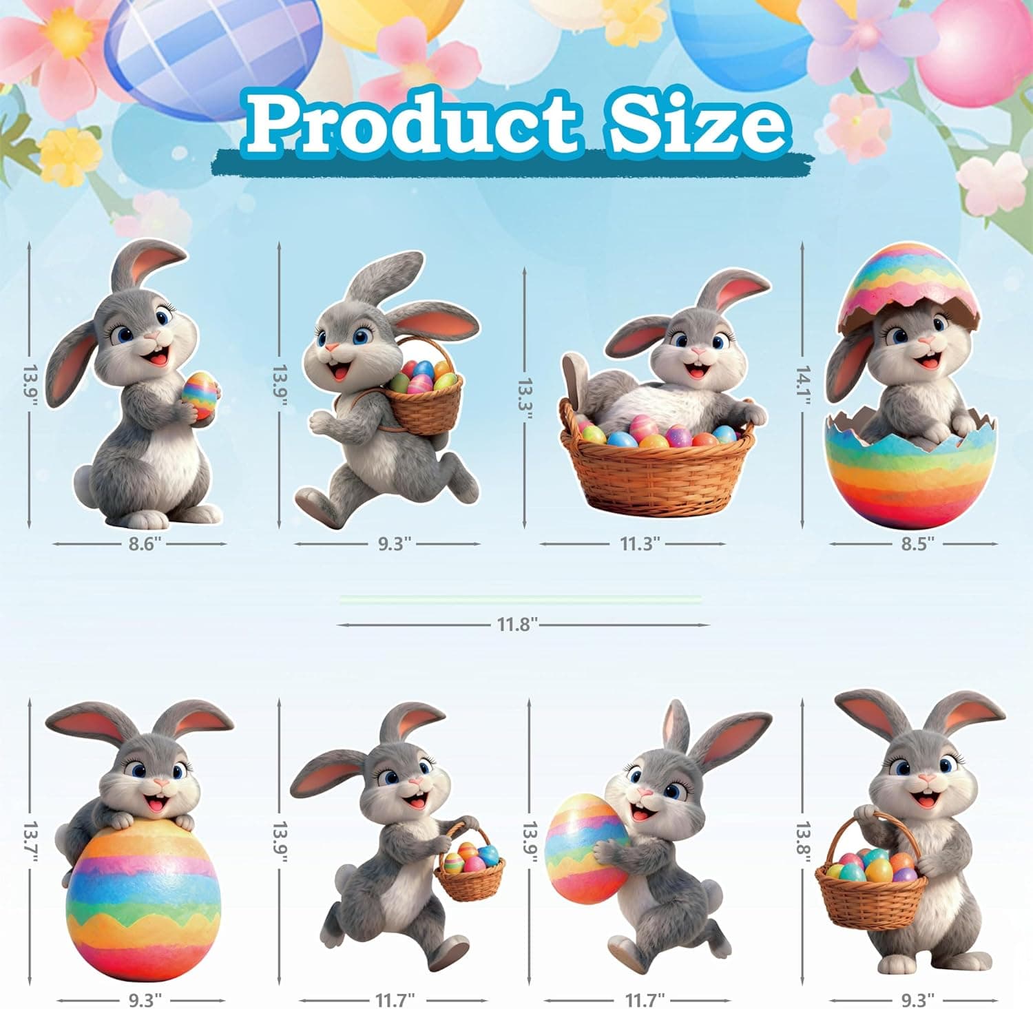 8 Pcs Easter Yard Signs with Stakes, Large Outdoor Easter Bunny Decorations in 8 Styles Featuring Cute Rabbits and Eggs, Sturdy and Waterproof Bunny Yard Lawn Garden Decor for Easter Party : Patio, Lawn &amp; Garden thumbnail 2