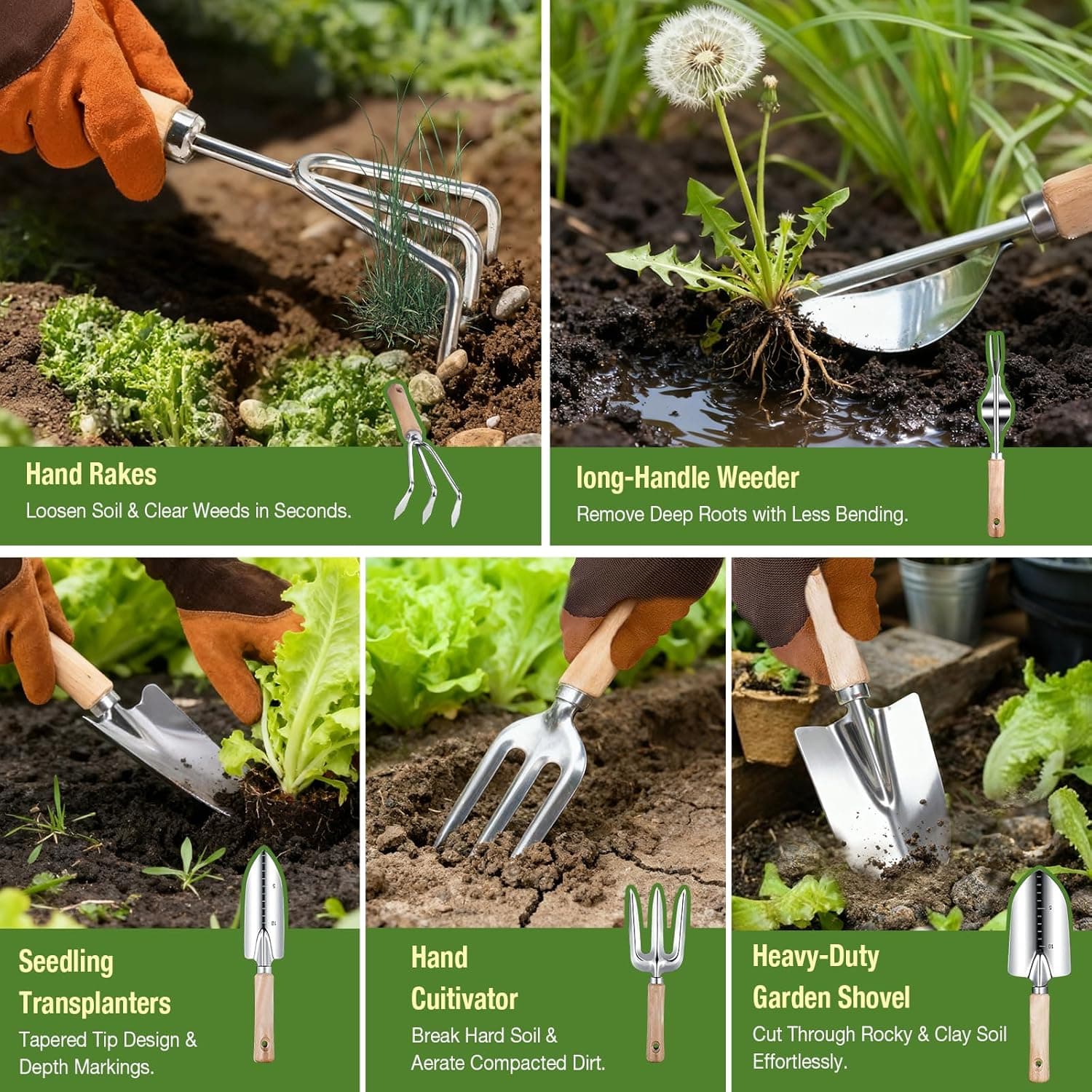 Gardening Tools Set for Women 29Pcs Heavy Duty Garden Hand Tools Set with Floral Tote Bag Rust-Proof Garden Tool Kit Supplies Gardening Esssential Gifts for Women Men : Patio, Lawn &amp; Garden thumbnail 4