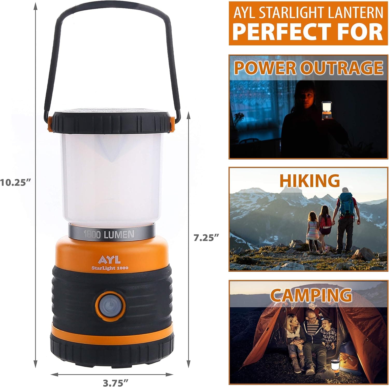 LED Camping Lantern Rechargeable, 1800LM, 4 Light Modes, 4400mAh Power Bank, IP44 Waterproof, Perfect Lantern Flashlight for Hurricane, Emergency, Power Outages, Home and More, with USB Cable (2 Pack) : Sports &amp; Outdoors thumbnail 4