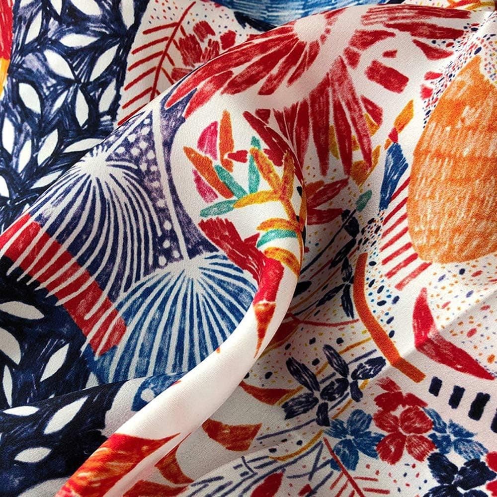 MEISEE Pure Mulberry Silk Scarfs Women Small Square Scarf 21" x 21" Breathable Lightweight Neckerchief Printed Headscarf (flowers blooming) at Amazon Women’s Clothing store thumbnail 3